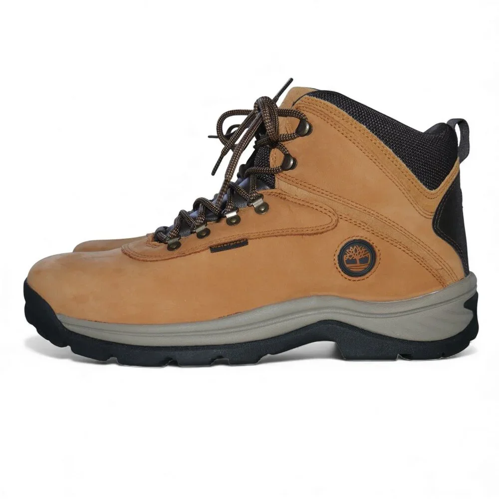 Timberland Mens Waterproof Mid Hiking Boots Size 13 Wheat Nubuck White Ledge NEW